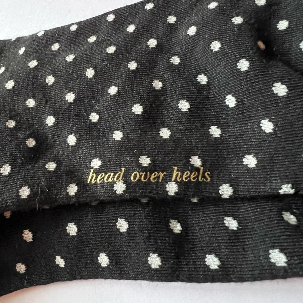 KATE SPADE HEAD OVER HEELS POLKA DOT CREW SOCKS BLACK WHITE POLKA DOTS OS NWOT